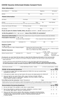 Picture of Vaccination Intake Form (COVID Questionnaire)