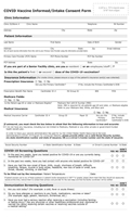 Picture of Vaccination Intake Form (COVID Questionnaire)
